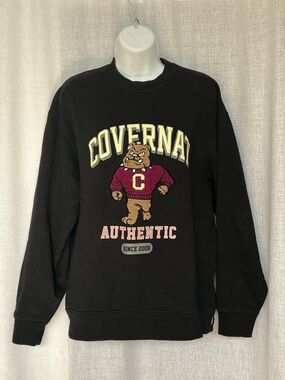 Covernat Crewneck Sweatshirt Black Bulldog Size M 100% Cotton